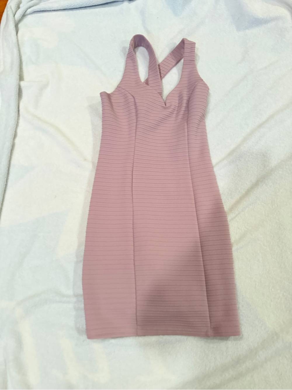 Trixxi Ribbed Bodycon Mini Dress in Dusty Pink